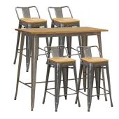 Photo MST155S : High table and stools in brushed steel