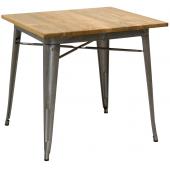 Photo MTA1740 : Table industrielle en acier brossé et bois d'orme huilé