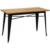 Photo MTA1750 : Table industrielle en métal noir et bois d'orme huilé