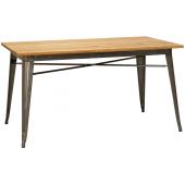 Photo MTA1770 : Table industrielle en métal et bois d'orme huilé