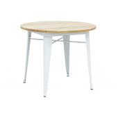 Photo MTA1780 : Table industrielle en métal blanc et bois d'orme huilé