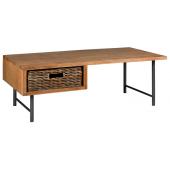 Photo MTB1850 : Table basse en bois mindi, métal et rotin