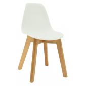 Photo NCE1301 : Chaise enfant en polypro blanc et hêtre 