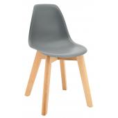 Photo NCE1303 : Chaise enfant en polypro gris et hêtre