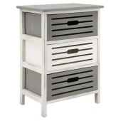 Photo NCM3320 : Wooden grey and antic white chests of 3 drawers