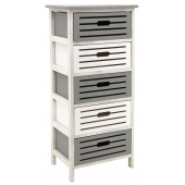 Photo NCM3340 : Wooden grey and antic white chests of 5 drawers