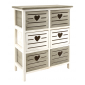 Photo NCM3360 : Wooden dark green and antic white chests of 6 drawers Heart