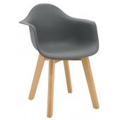 Photo NFE1523 : Fauteuil enfant en polypro gris et hêtre