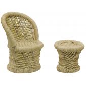 Photo NFE154S : Children's reed armchair and stool 