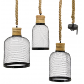 Photo NLA258S : Metal, rope and wood lamps