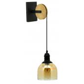 Photo NLA2960V : Amber glass and wooden wall lamp