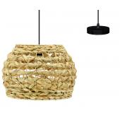 Photo NLA3000 : Round natural hand woven hyacinth and metal lamp