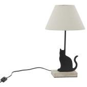 Photo NLA3410 : Metal and wooden lamp with cat design