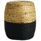 Photo NPO1400 : Pouf rond en jacinthe naturelle et noire