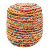 Photo NPO1550 : Multicolored cotton and jute pouffe