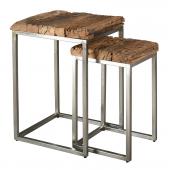 Photo NSE197S : Brushed steel and solid wood plant stand