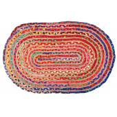Photo NTA2041 : Tapis oval coloré en jute et coton