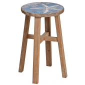 Photo NTB1890 : Blue pinewood stool sea design