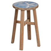 Photo NTB1890 : Tabouret en pin décor mer