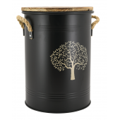 Photo NTB2070 : Black metal stool shaped log basket Tree