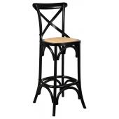 Photo NTB2170 : Black lacquered birch wood and oiled naturel rattan stool