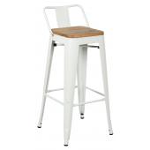 Photo NTB2220 : Tabouret de bar en métal blanc et bois d'orme huilé