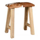 Photo NTB2280 : Tabouret en bois recyclé et peau de vache