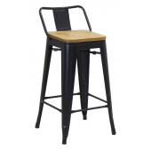 Photo NTB2500 : Black steel and elm wood bar stool 