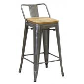 Photo NTB2510 : Brushed steel and elm wood bar stool 