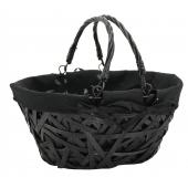 Photo PAM4960C : Oval black lacquered crazy wood basket