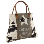 Photo SFA3420C : Sac en peau de vache et coton Vintage