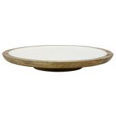 Photo TPL3350 : Round mango and white enamel tray