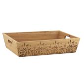 Photo TPL3440 : Pine wood rectangular basket - Herbs design