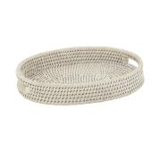 Photo TPL3560 : Oval white washed rattan tray