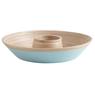 Sky blue lacquered bamboo bowl