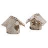 Birch wood house-shaped candle holder