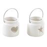 White stained glass candle holder