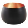 Round black and gold metal candle holder