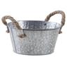 Round metal basket with white spots
