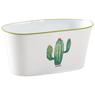 White lacquered metal basket with cactus design