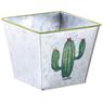 Square metal basket with cactus design
