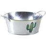 Galvanized metal basket with cactus design