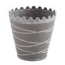 Taupe grey lacquered metal flower pot cover