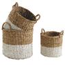 Natural and white seagrass pot covers