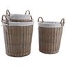 Stained willow and cotton laundry basket