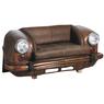 Copper-colored metal and leather car sofa