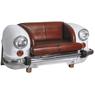 Old white metal and leather car sofa