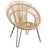 Natural rattan and metal round armchair