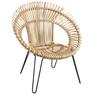 Fauteuil rond en rotin naturel et métal
