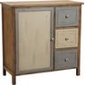 Pine wood chest with 3 drawers and 1 door